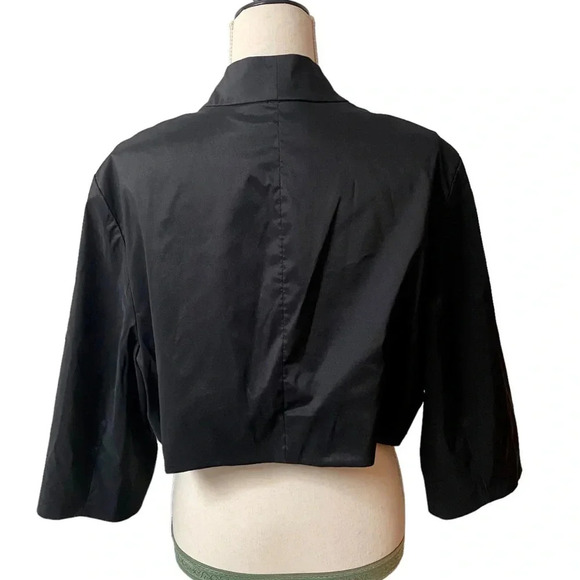 Vintage Niteline Black Open Front Bolero Jacket Cropped Formal Layering Large - Picture 9 of 13